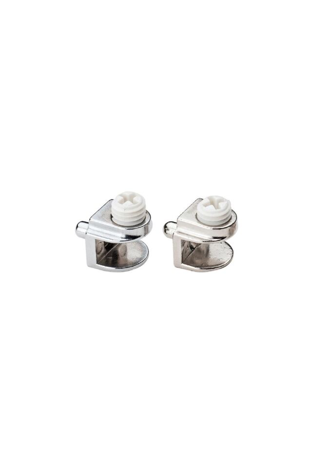 Metal Cam Raf Tutucu Pimli Plastik Vidalı Max. 8 Mm Krom