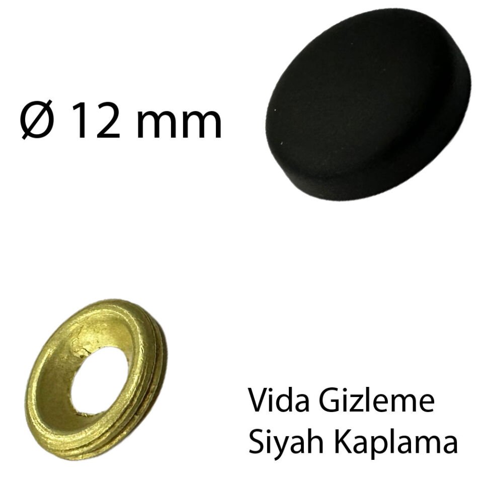 Vida Kapağı Ø 12 Mm Prinç Üzeri Siyah