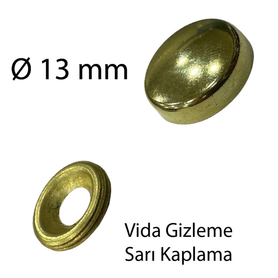 Vida Gizleme Tapası Zamak Ø 13 Sarı Kaplama