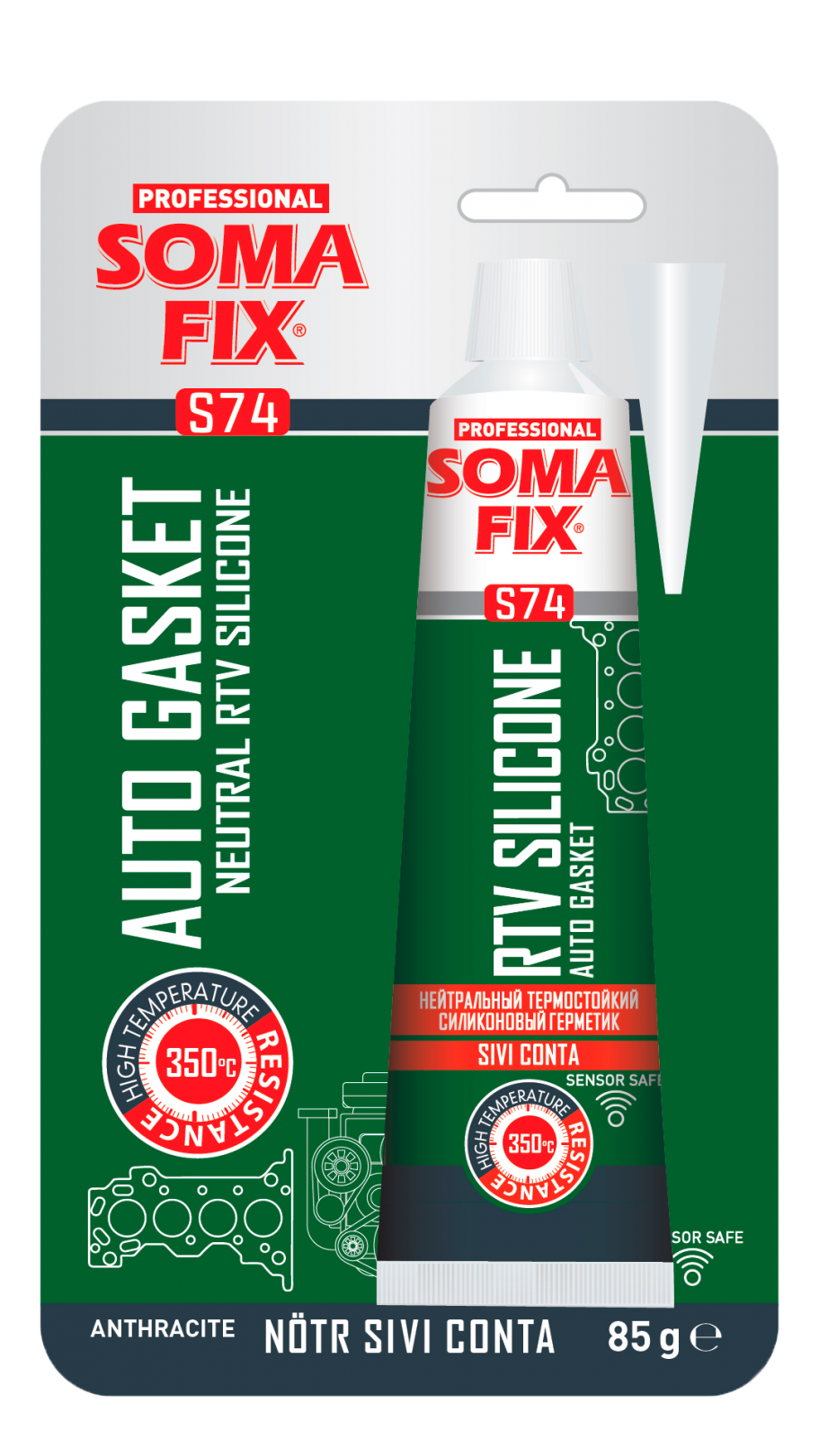 Somafix Rtv Tüp Silikon  Sıvı Conta S74 – 85 G (Antrasit Renk)