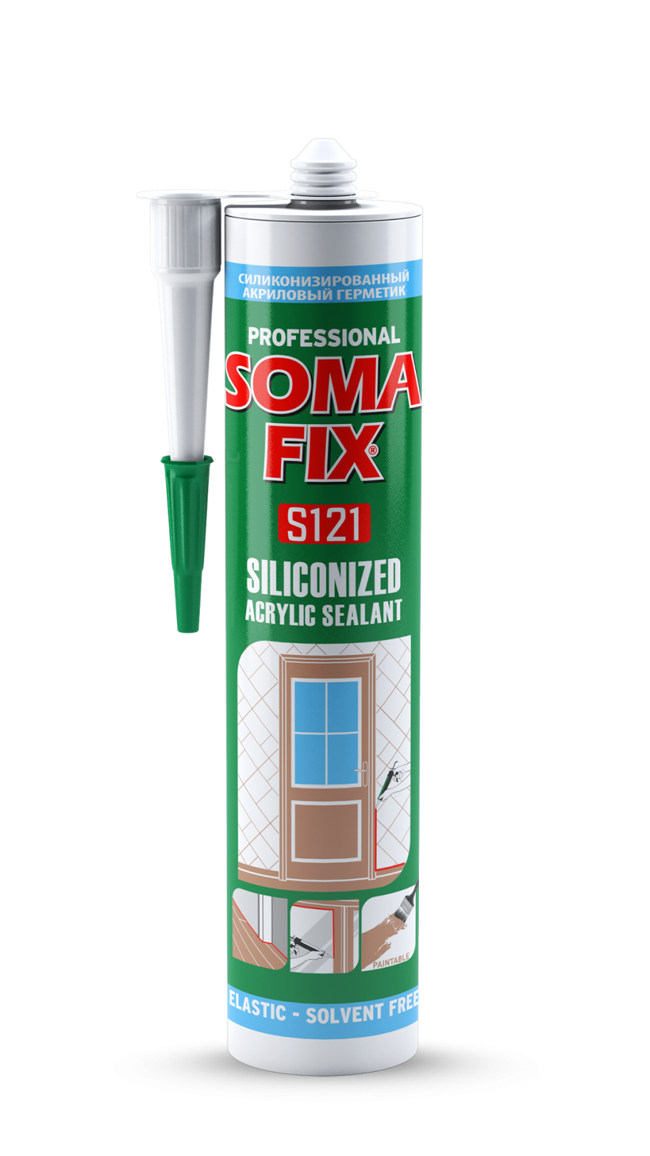 Somafi̇x Akri̇li̇k Si̇li̇koni̇ze Masti̇k – S121  Beyaz  500 G