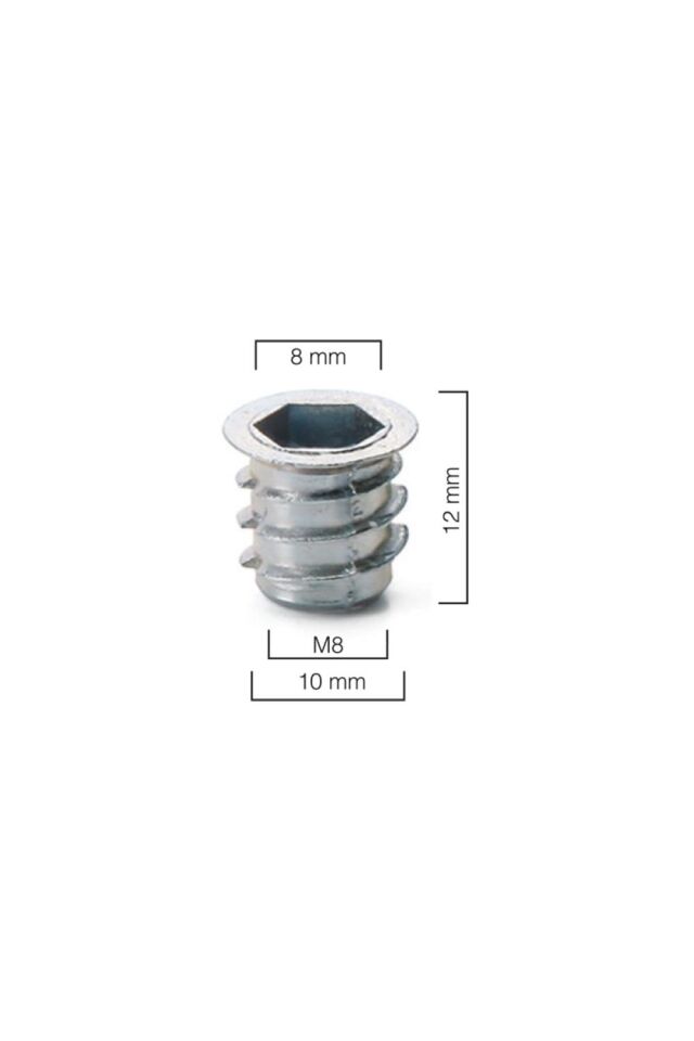 Metal Dübel M8 / 10×12 Çinko 