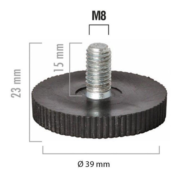Düz Bingo Ayak Ø 39Mm M8 Siyah