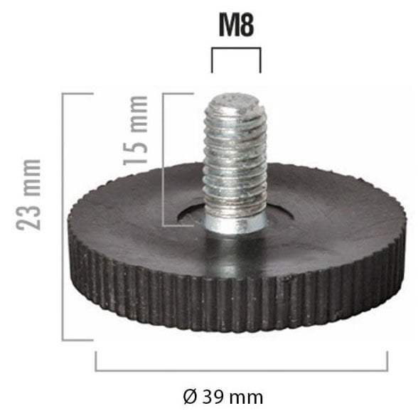 Düz Bingo Ayak Ø 39Mm M8 Gri