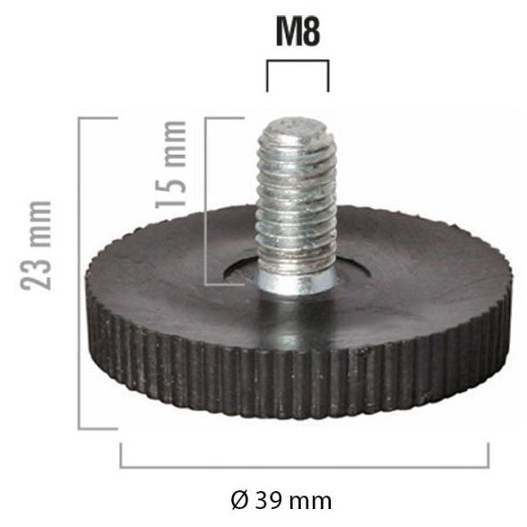 Düz Bingo Ayak Ø 39Mm M8 Gri