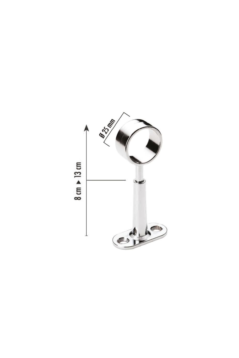 Yuvarlak Ayarlı Ayaklı Flanş Ø 25 Boru İçin 8 Cm  13 Cm Ayarlanabilir Krom