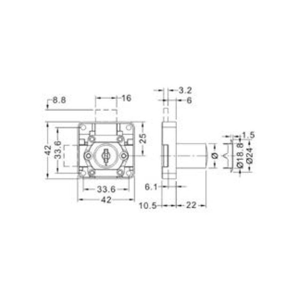 Kare Çift Kapak Kilidi 22 Mm